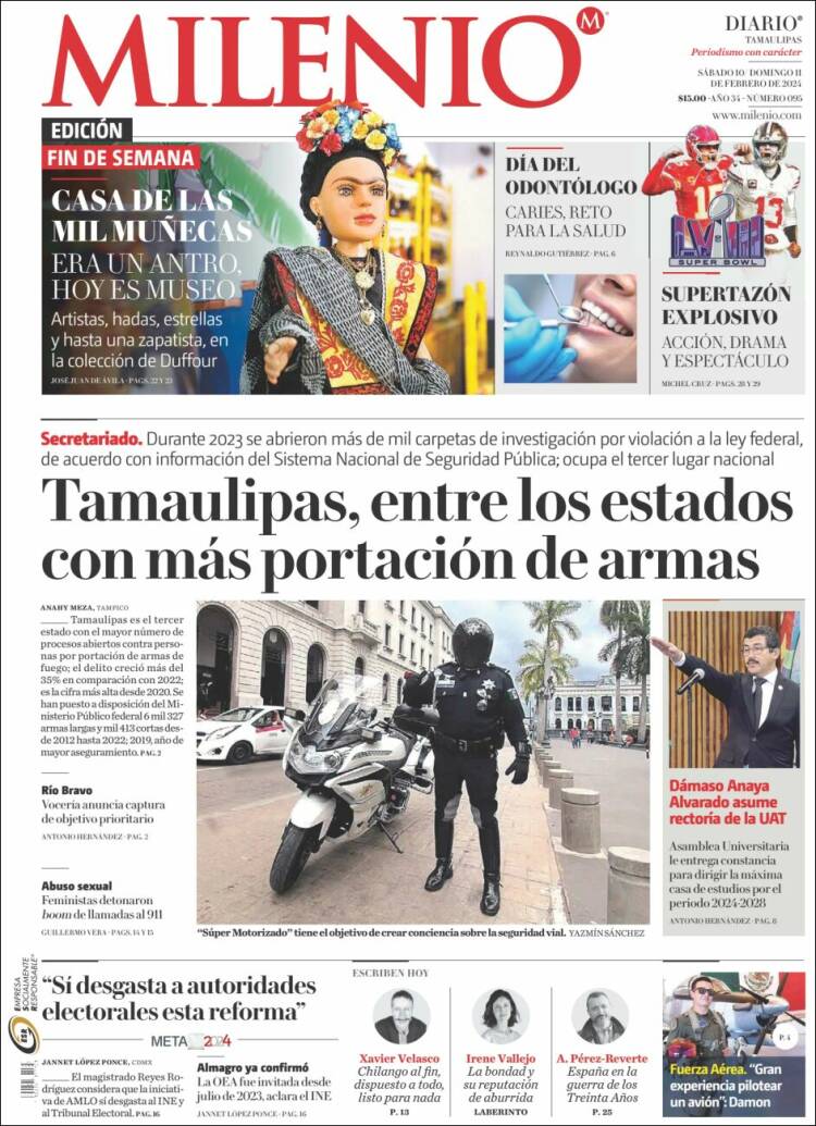 Portada de Milenio - Tamaulipas (México)