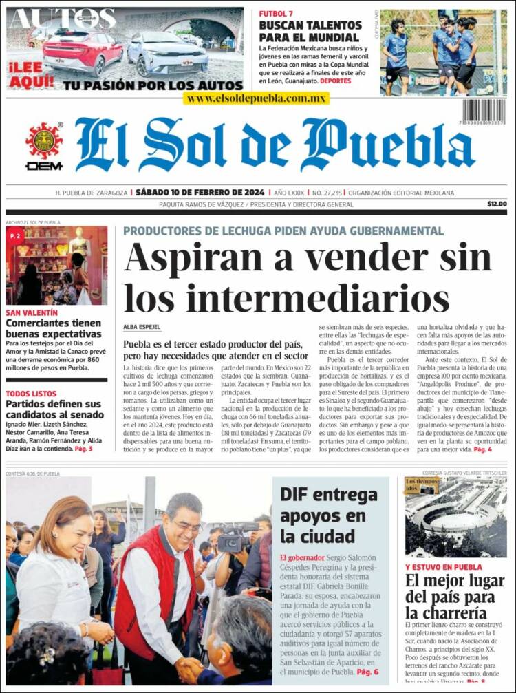 Portada de El Sol de Puebla (México)