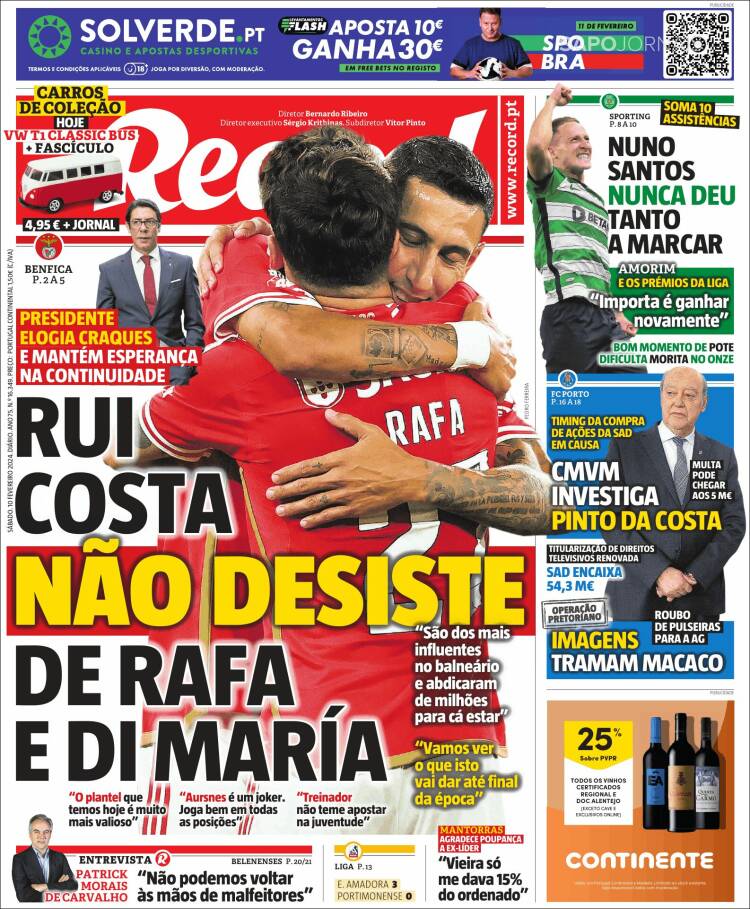 Portada de Jornal de Negócios (Portugal)