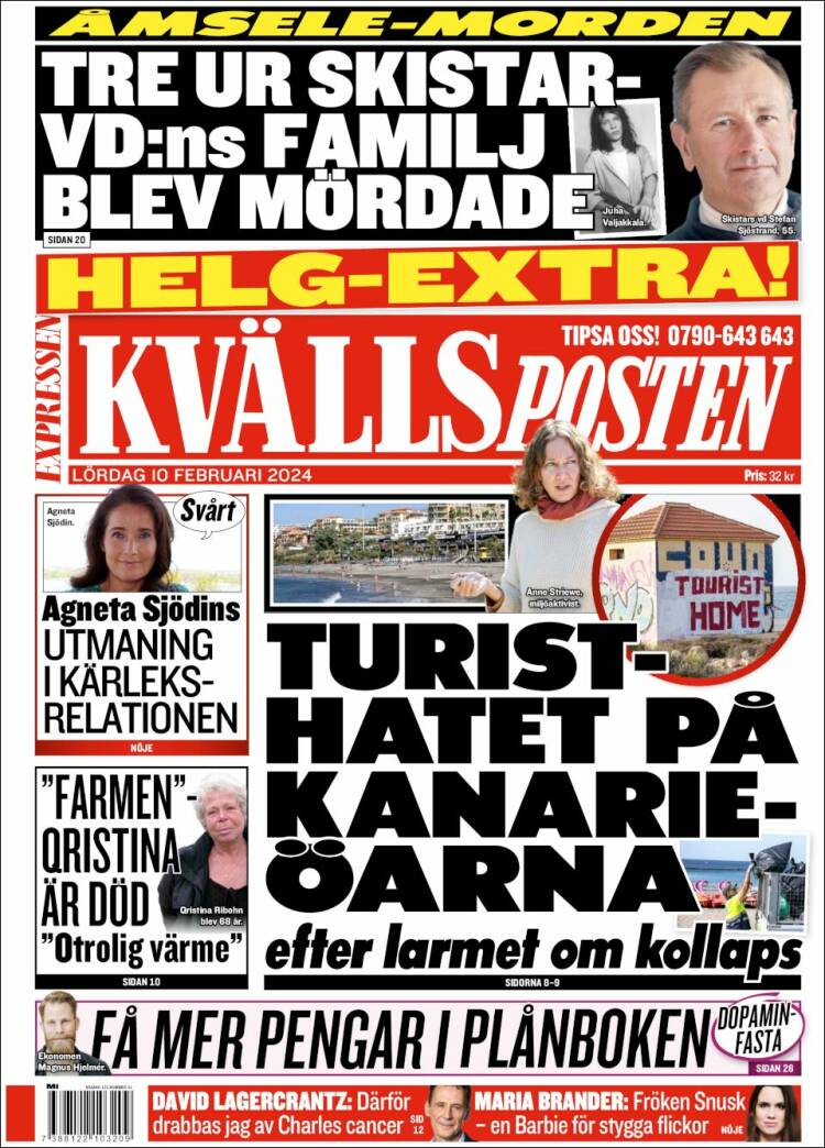 Portada de Kvällsposten (Suecia)