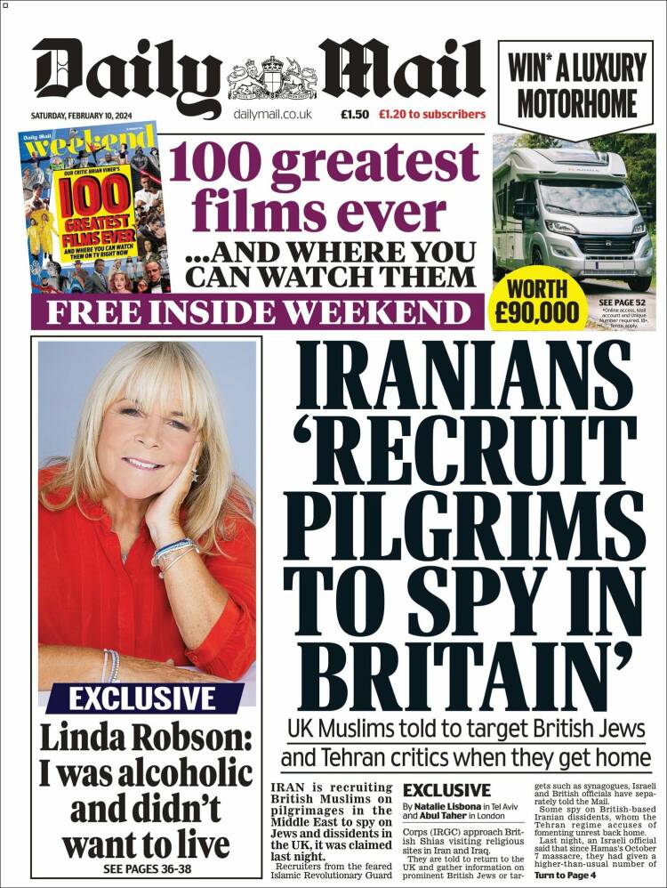 Portada de Daily Mail (Reino Unido)