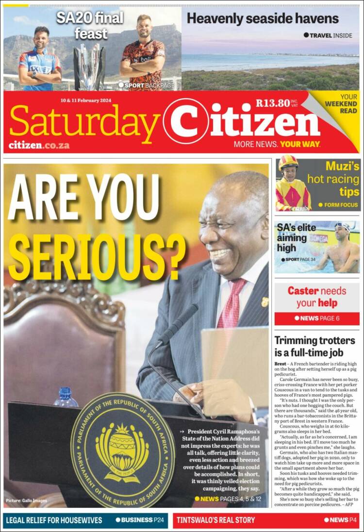 Portada de The Citizen (Sud&aacute;frica)