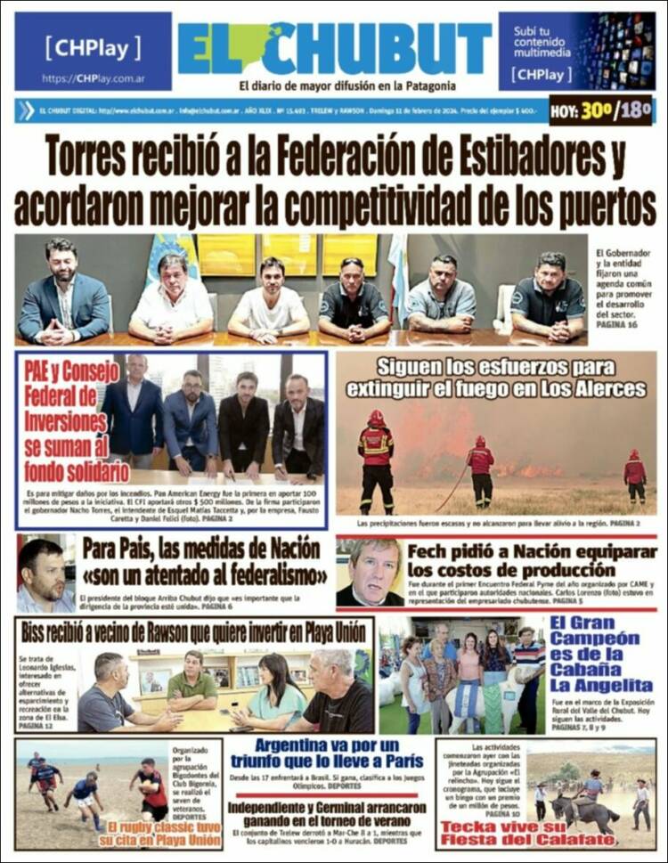 Portada de El Chubut (Argentina)