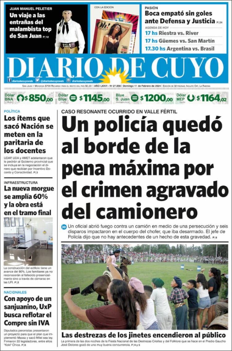 Portada de Diario de Cuyo (Argentina)