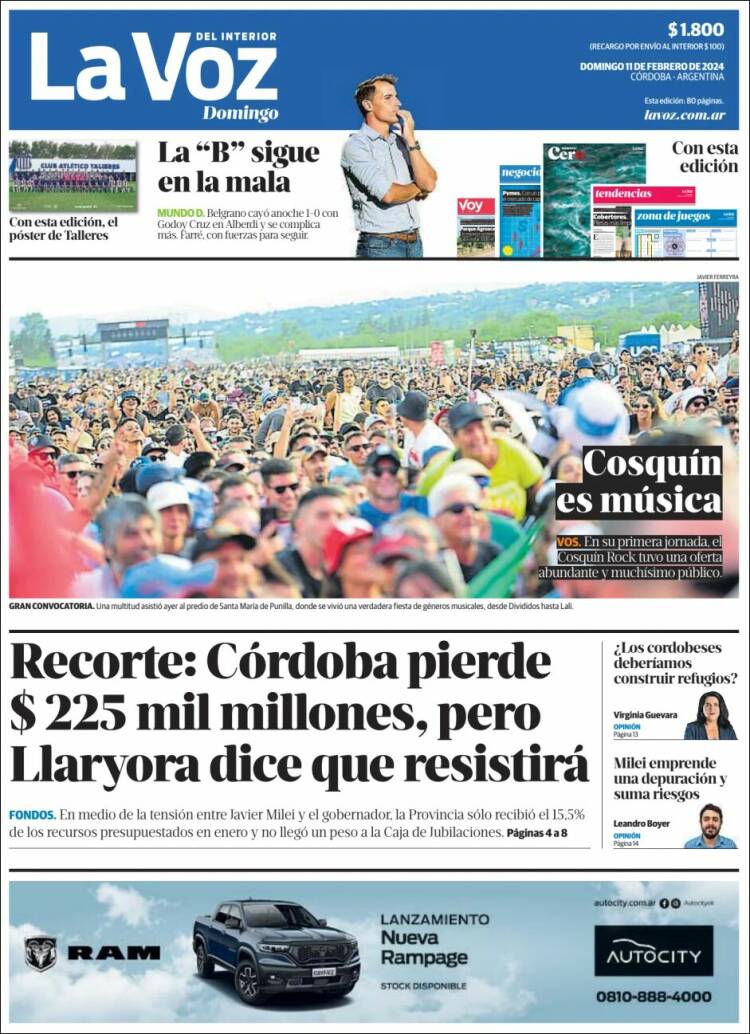 Portada de La Voz del Interior (Argentina)