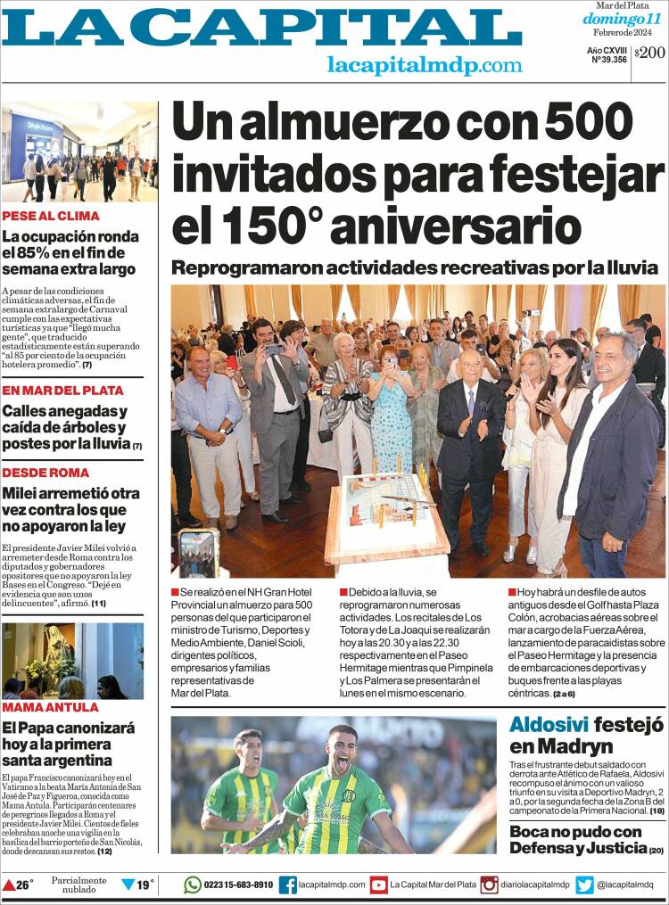 Portada de Diario La Capital - Mar del Plata (Argentina)