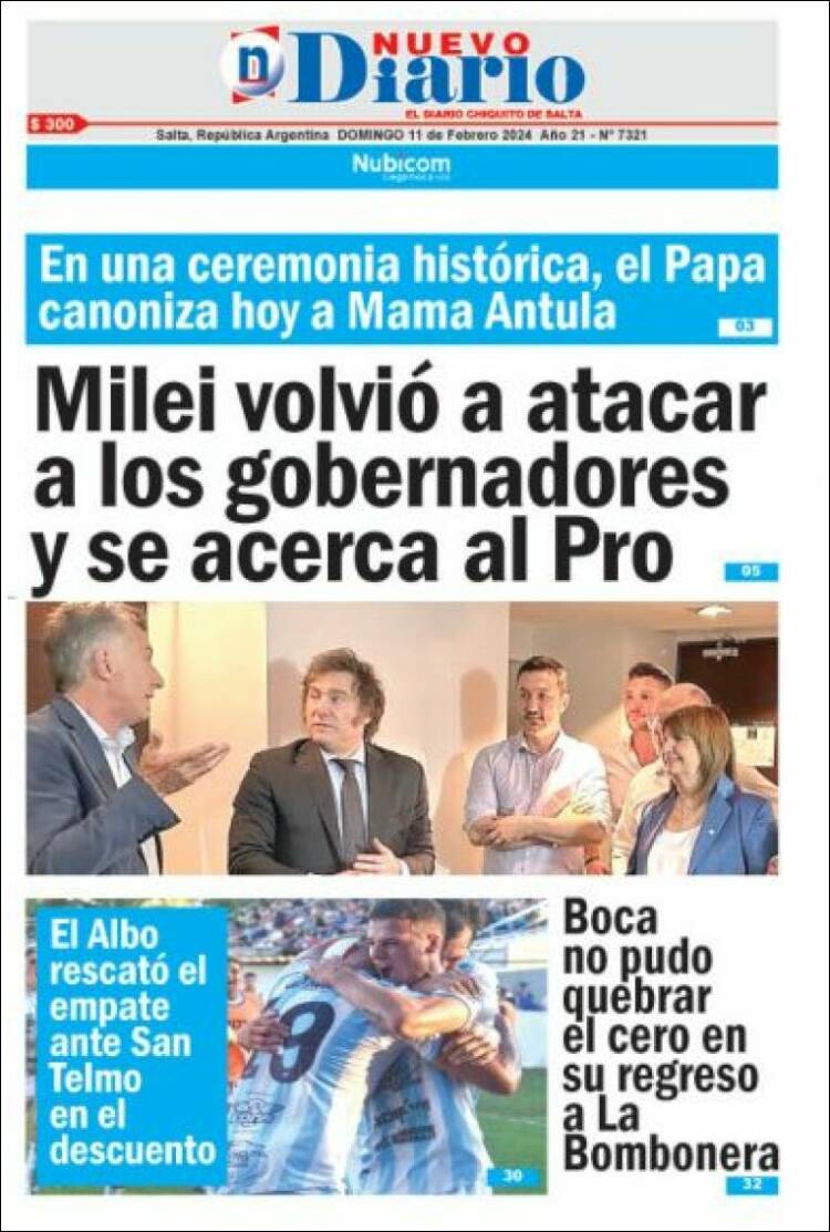 Portada de Nuevo Diario de Salta (Argentina)