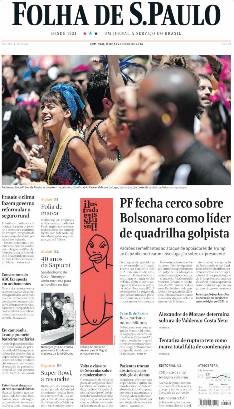 Portada de Folha de São Paulo (Brasil)