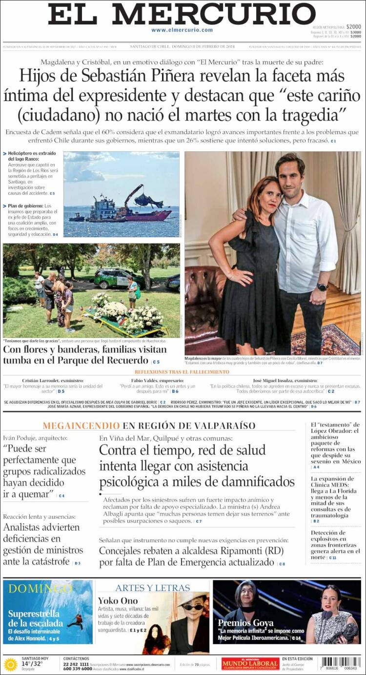 Portada de El Mercurio (Chile)