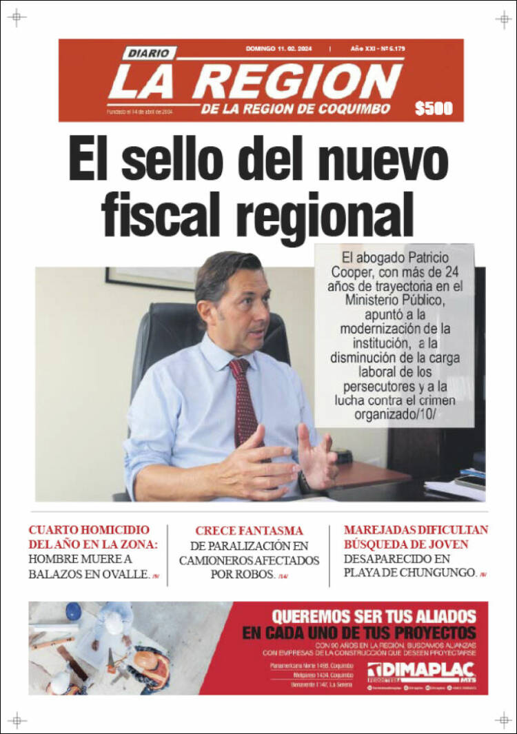 Portada de Diario La Región de Coquimbo (Chile)