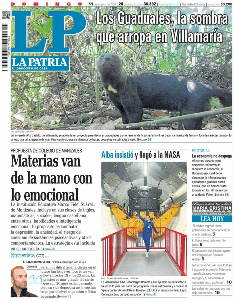 Portada de La Patria (Colombia)