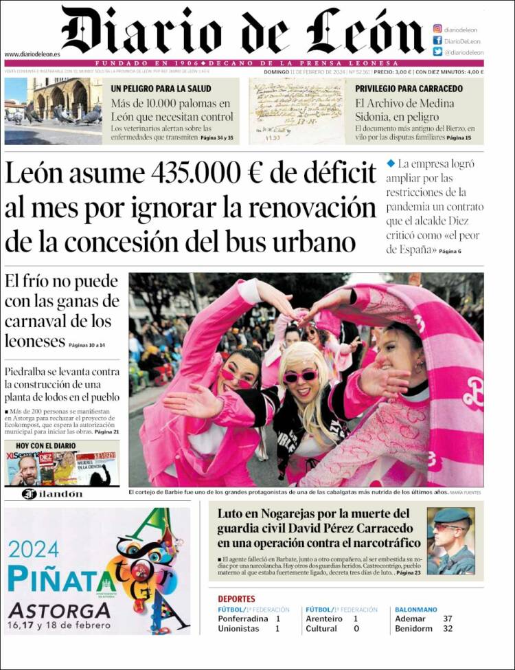 Portada de Diario de León (España)