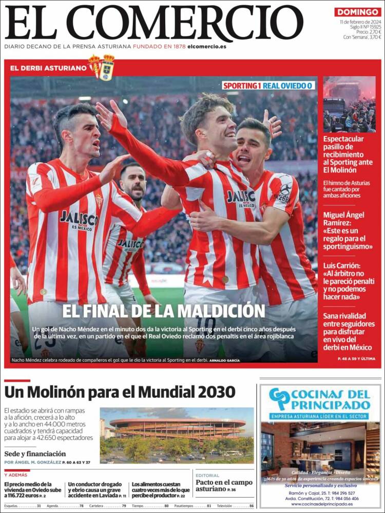 Portada de El Comercio - Gijón (España)