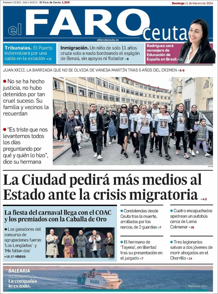 Portada de El Faro de Ceuta (España)