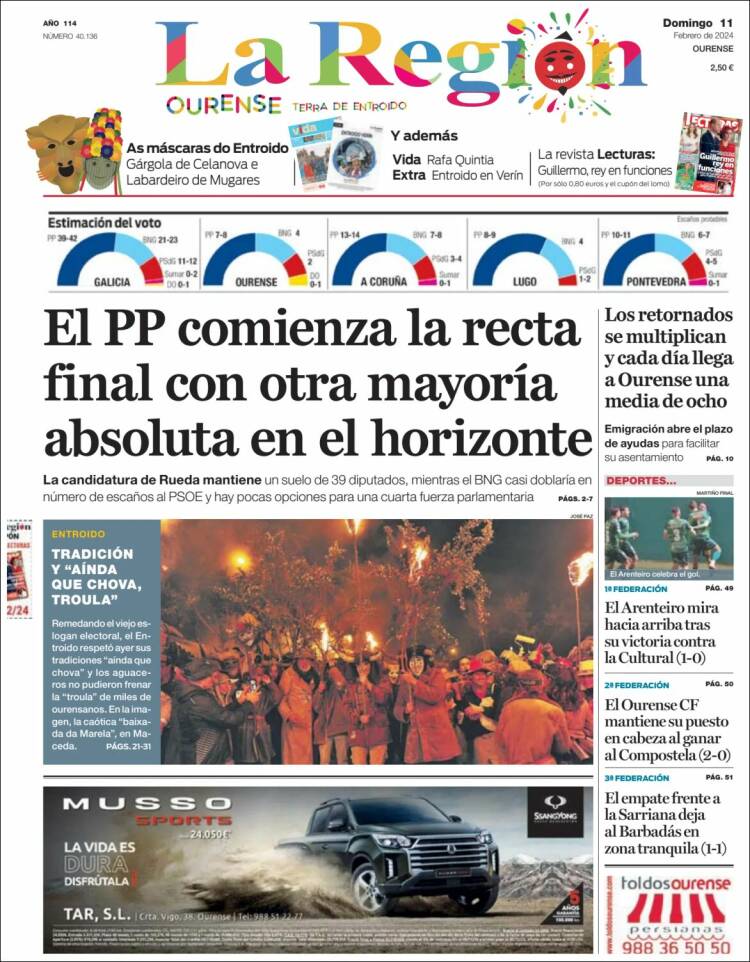 Portada de La Región de Ourense (España)