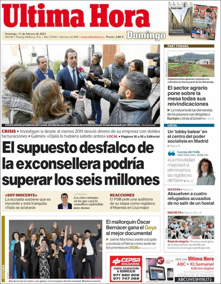 Portada de Última Hora (España)