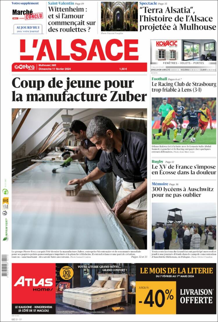Portada de Journal L'Alsace (Francia)