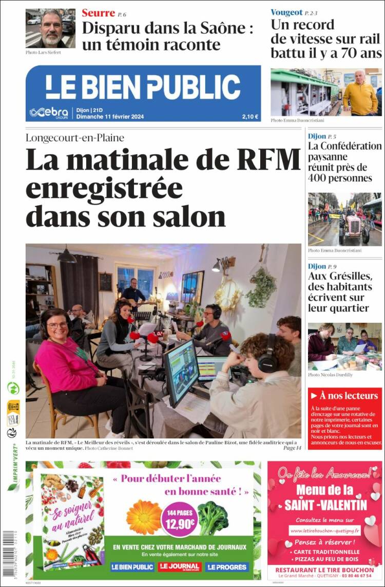 Portada de Le Bien Public (Francia)