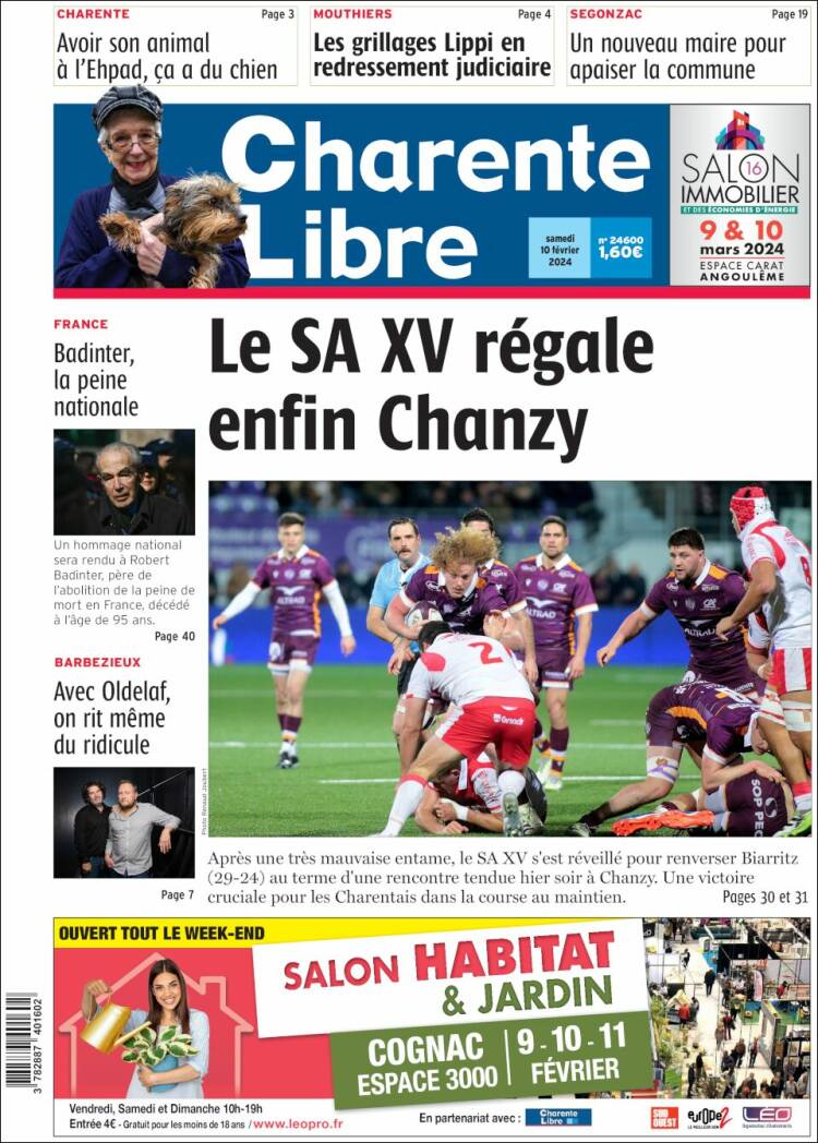 Portada de Charente Libre (Francia)