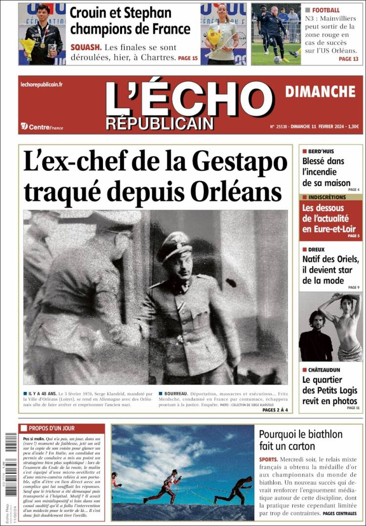 Portada de L'Echo Républicain (Francia)