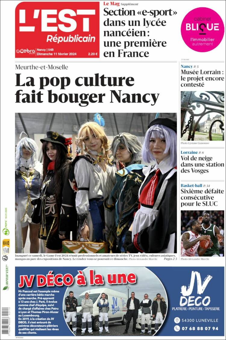 Portada de L'Est Republicain (Francia)