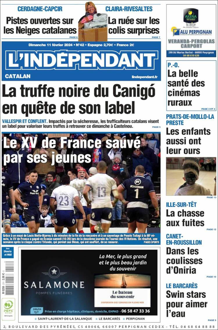 Portada de Le Indépendant (Francia)