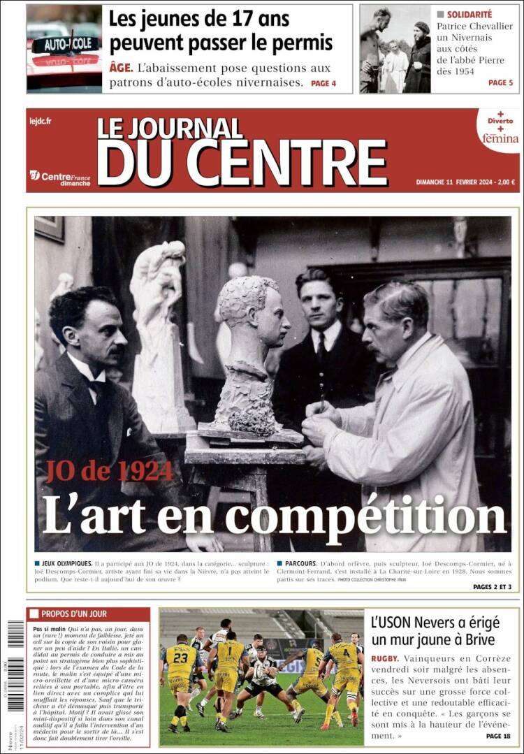 Portada de Le Journal du Centre (Francia)