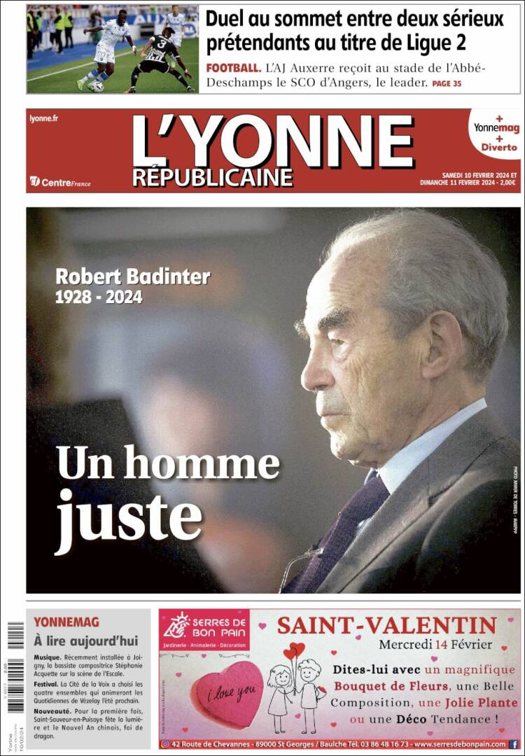 Portada de L'Yonne-Républicaine (Francia)
