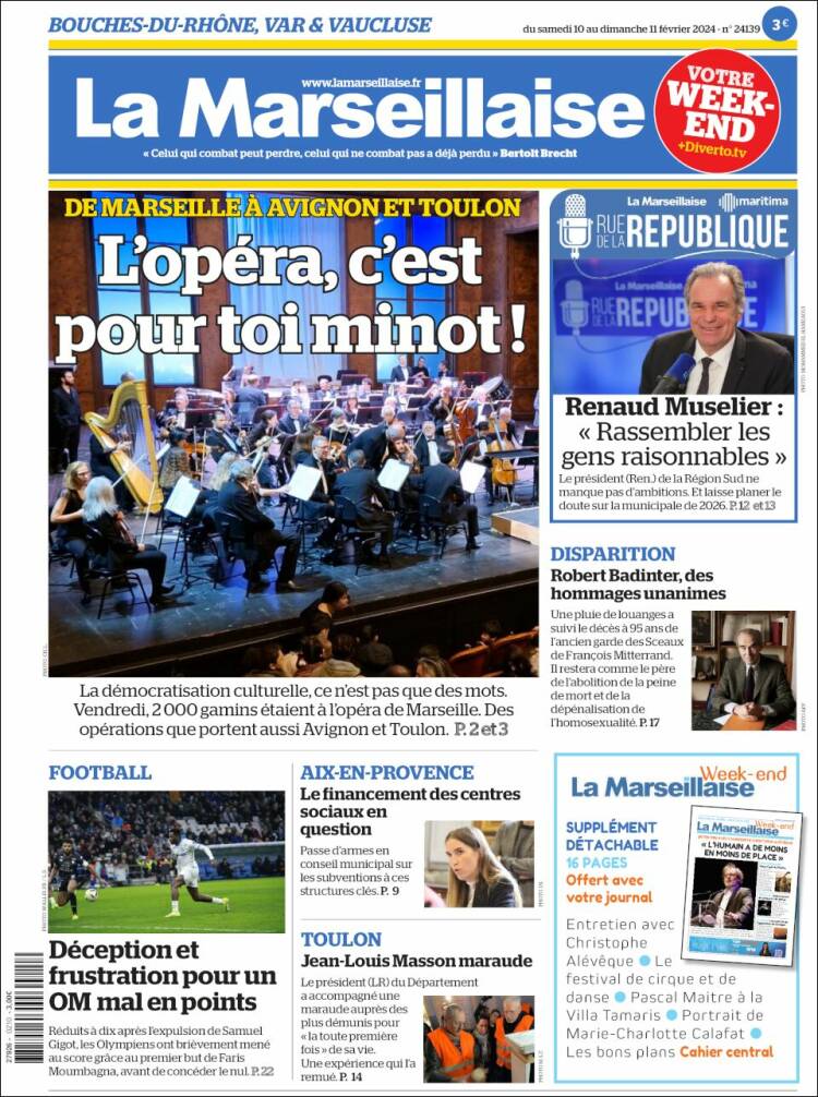 Portada de La Marseillaise (Francia)