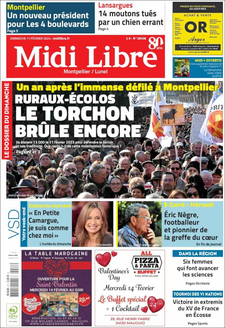 Portada de Midi Libre (Francia)
