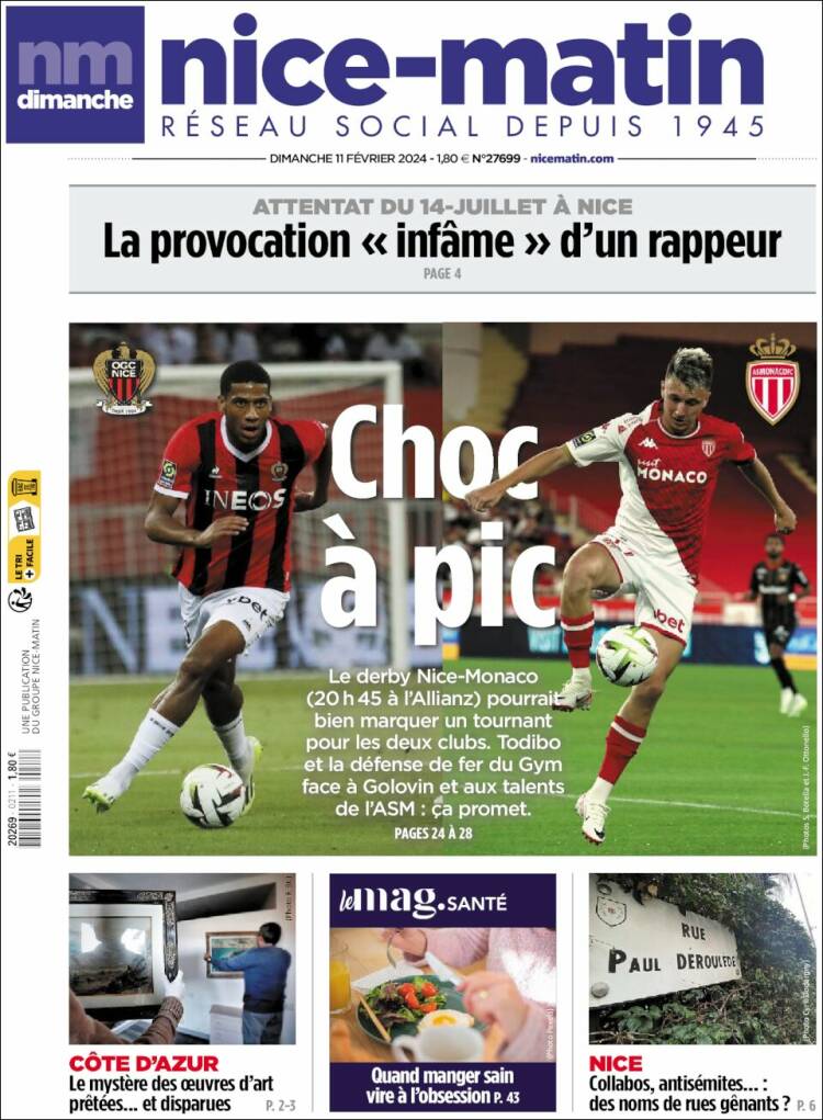 Portada de Nice-Matin (Francia)