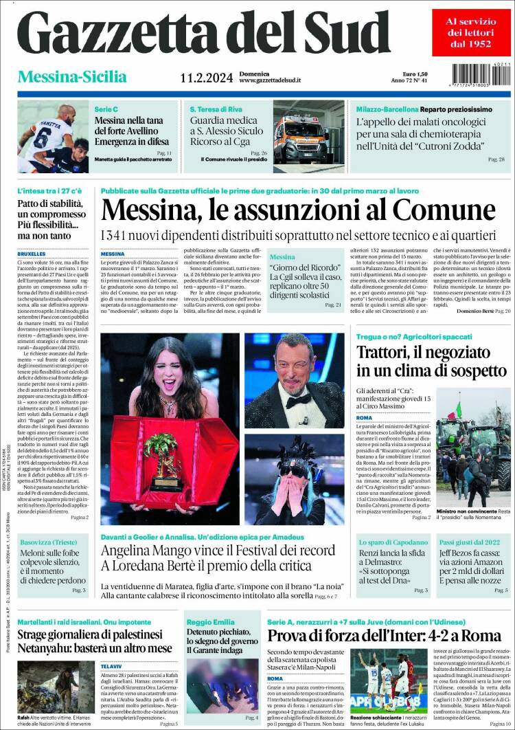 Portada de Gazzetta del Sud (Italia)