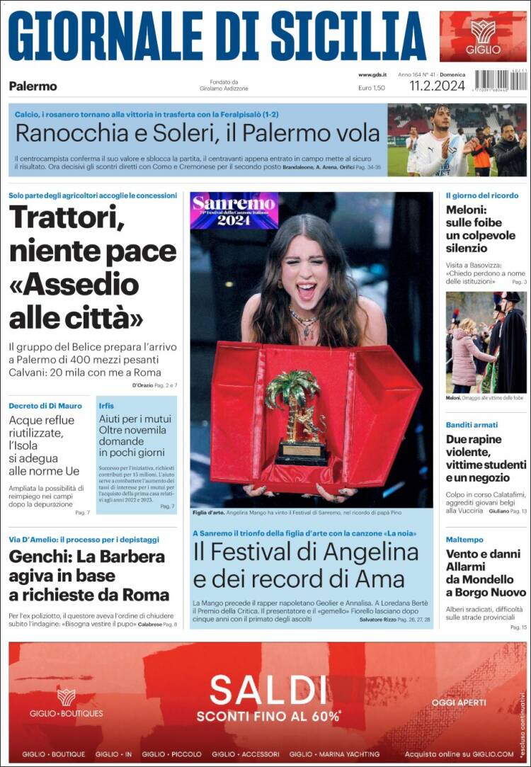 Portada de Giornale di Sicilia (Italia)