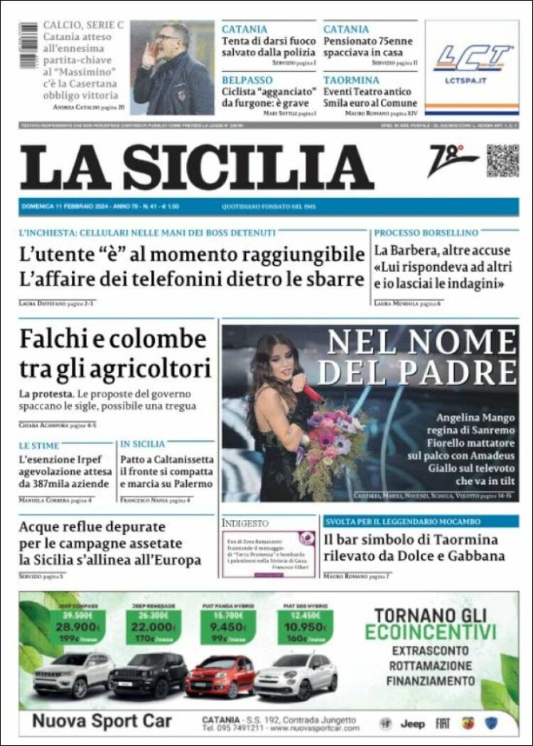 Portada de La Sicilia (Italia)