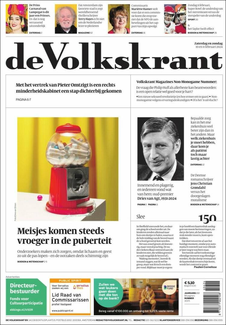 Portada de De Volkskrant (Pa&iacute;ses Bajos)