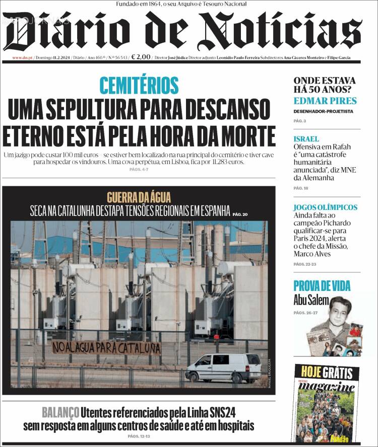 Portada de Diário de Noticias (Portugal)