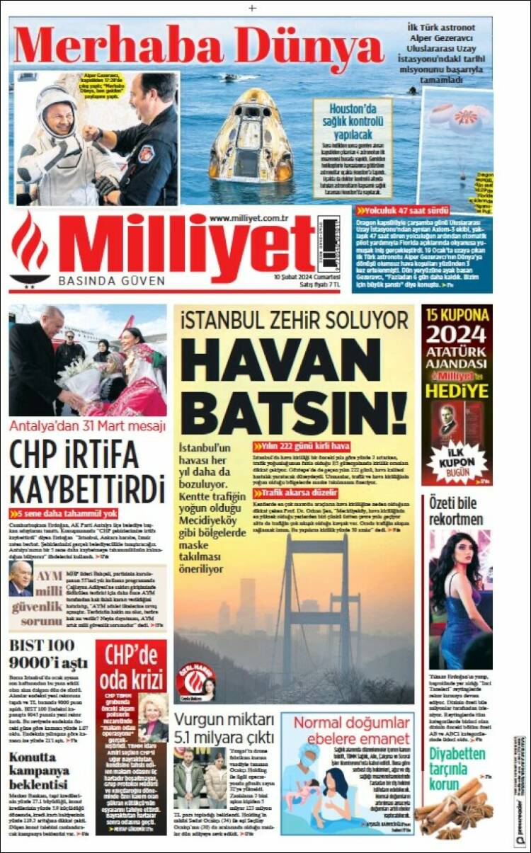 Portada de Milliyet (Turqu&iacute;a)