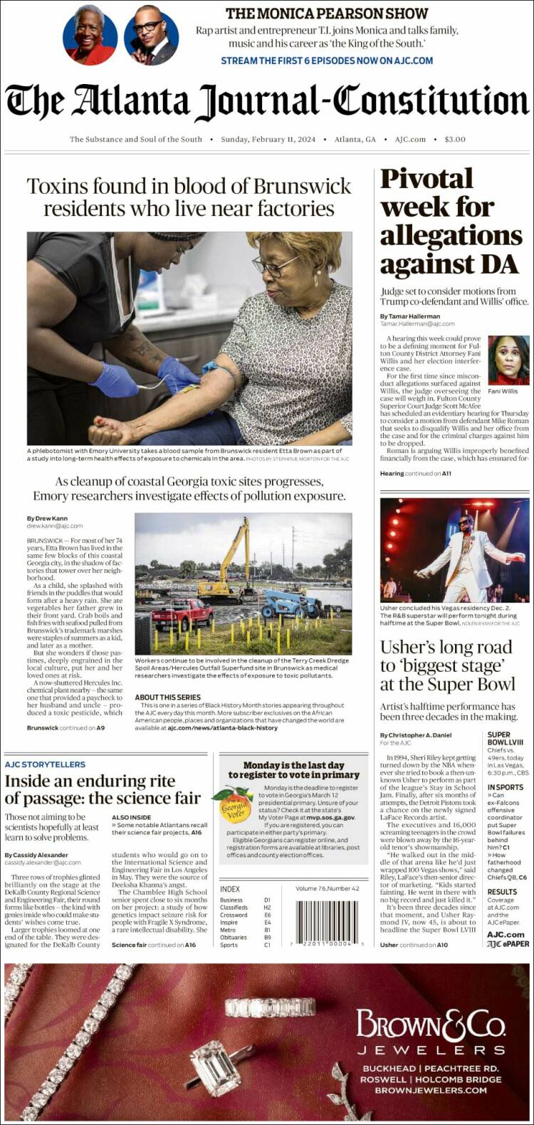 Portada de The Atlanta Journal-Constitution (USA)