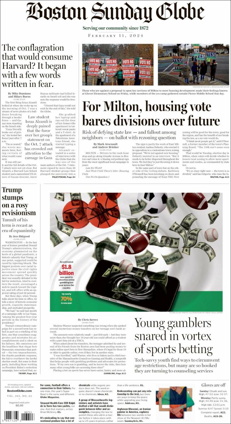 Portada de Boston Globe (USA)