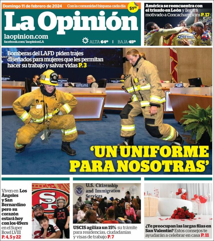 Portada de La Opinión (USA)