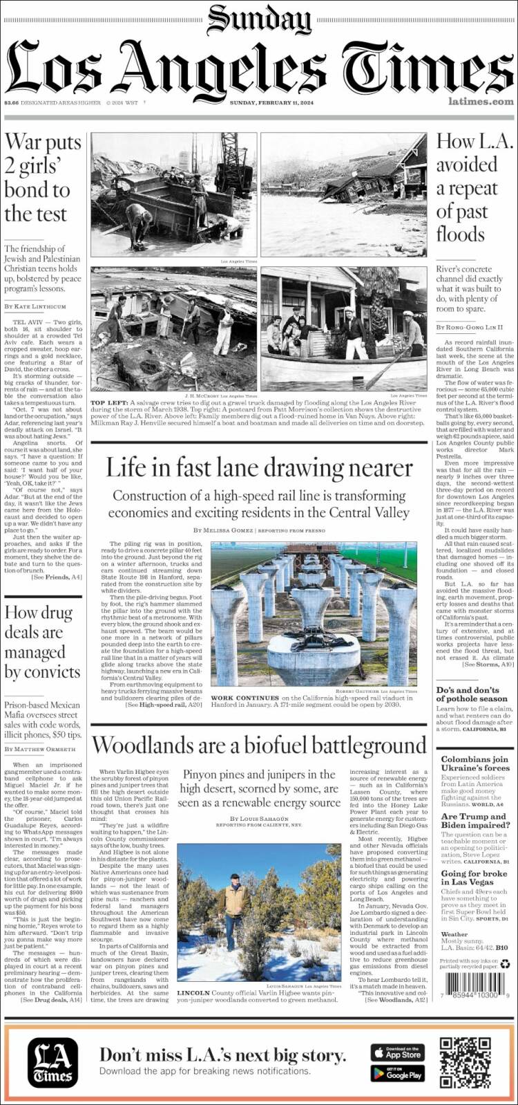 Portada de Los Angeles Times (USA)