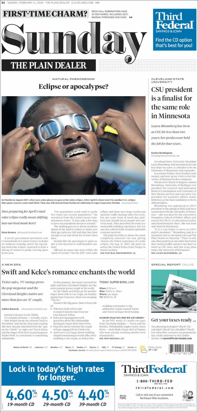 Portada de The Plain Dealer (USA)