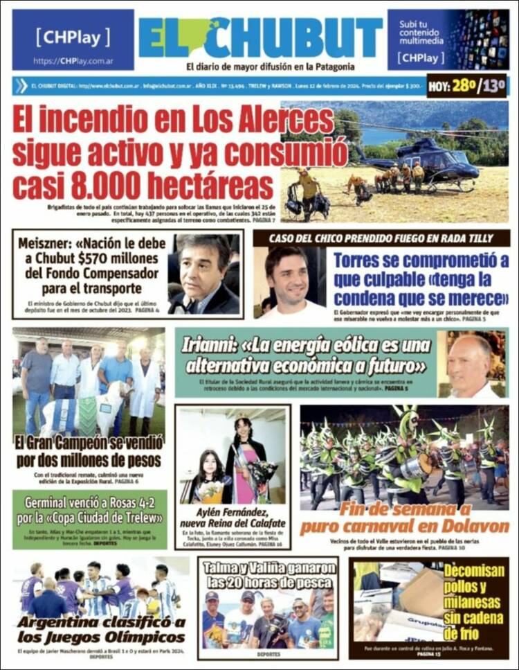 Portada de El Chubut (Argentina)