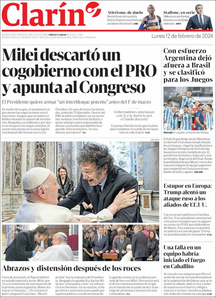 Portada de Clarín (Argentina)