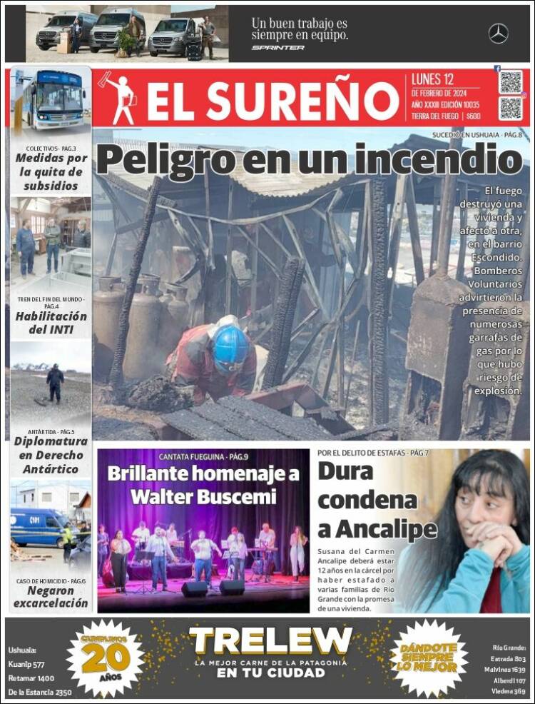 Portada de Diario El Sureño (Argentina)