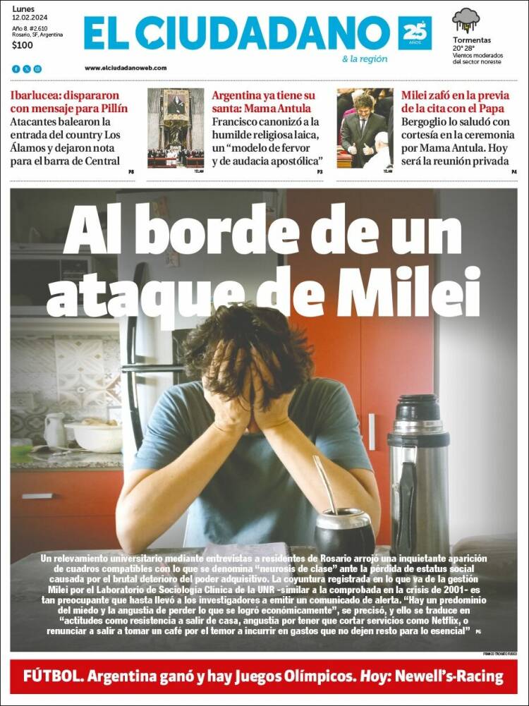 Portada de Diario El Ciudadano (Argentina)