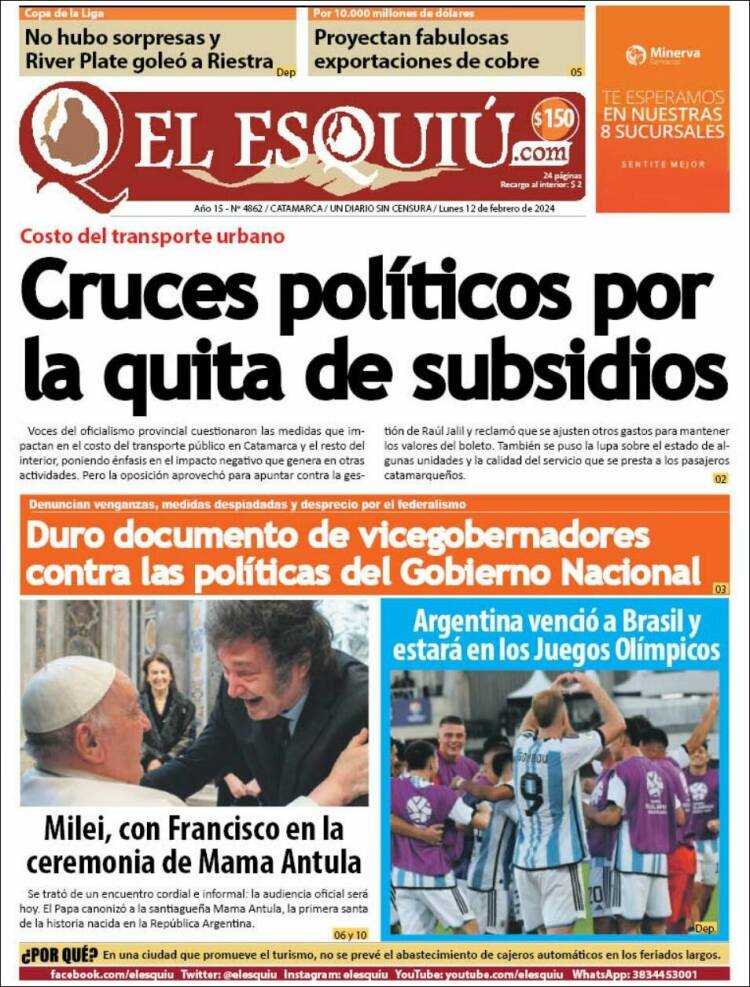 Portada de El Esquiu (Argentina)