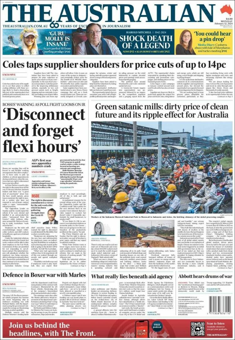 Portada de The Australian (Australia)