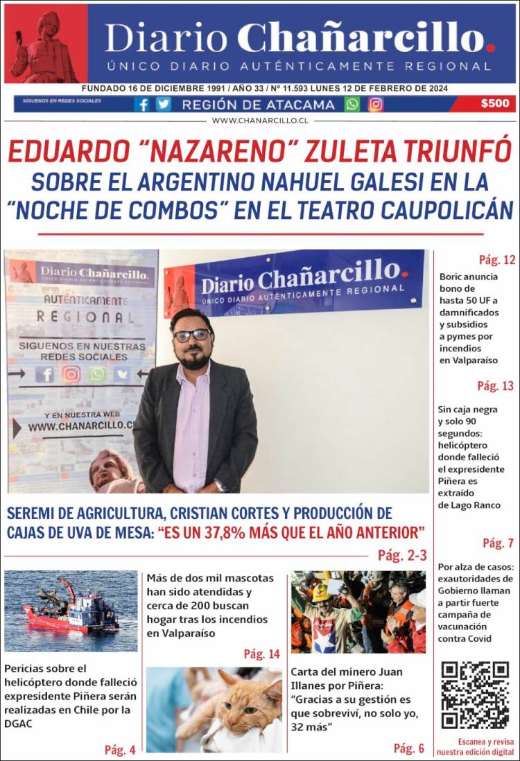 Portada de Diario Chañarcillo (Chile)