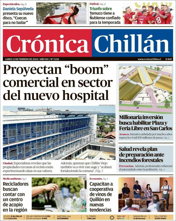 Portada de Crónica Chillán (Chile)